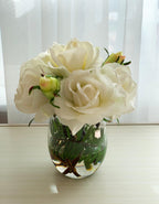 White Real Touch Roses Buds Arrangement - Flovery