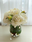White Real Touch Roses Buds Arrangement - Flovery