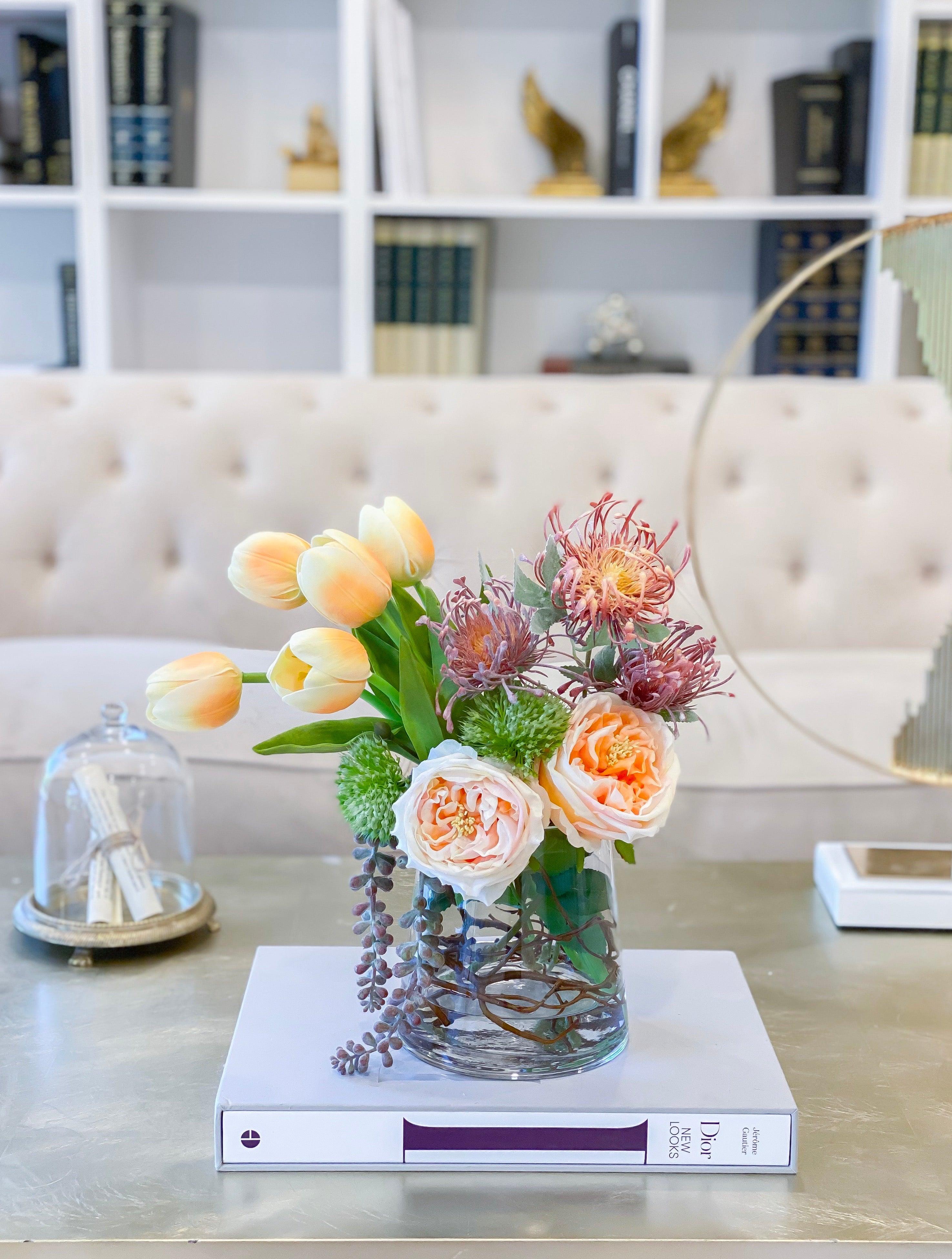 Real Touch Arrangement-Real Touch Flowers Centerpiece-Faux Floral Arrangements-Fall Arrangement-Table Centerpieces-Tropical Arrangement - Flovery Main image