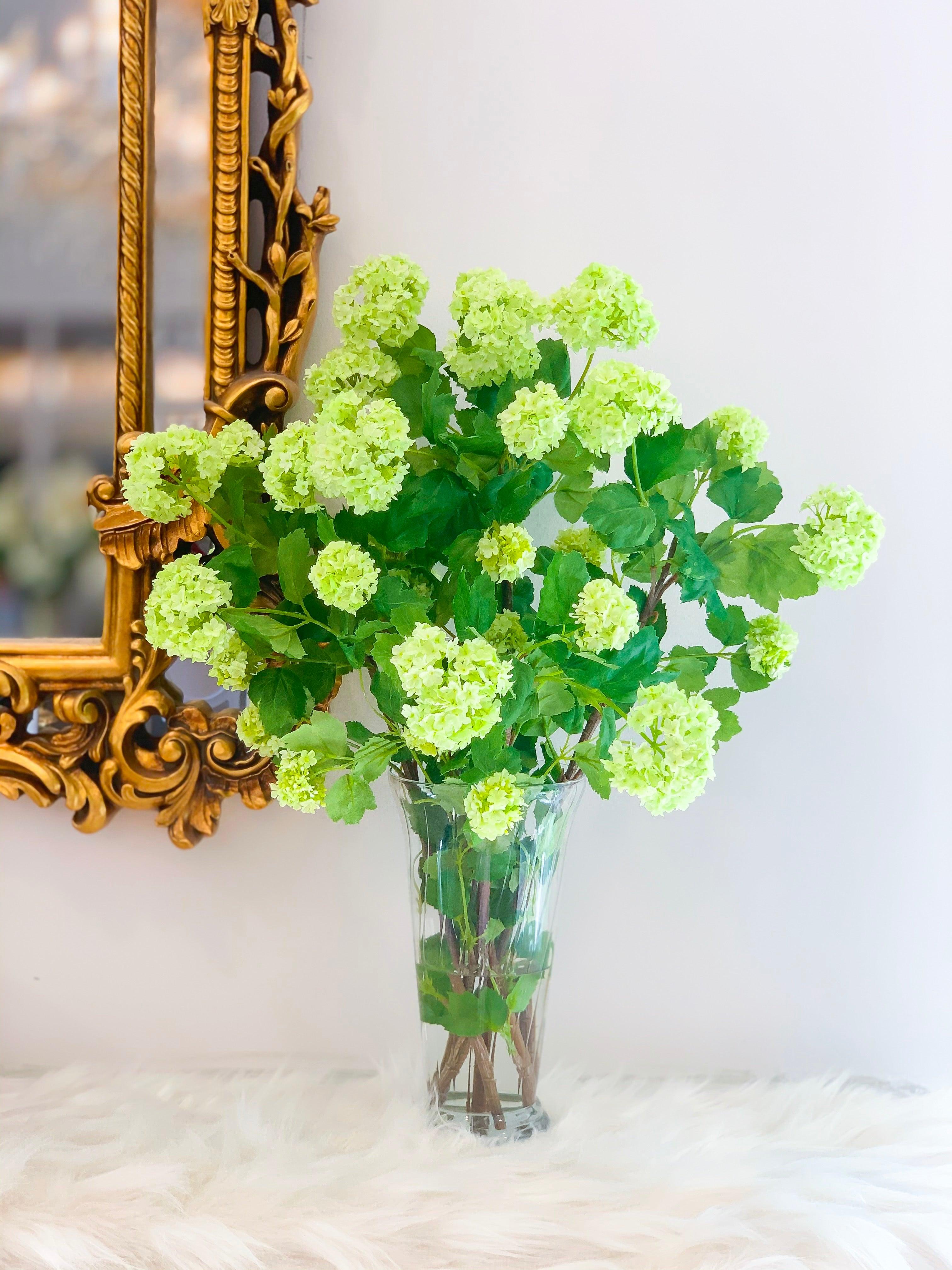 Silk Green Snowball Hydrangea Flower Arrangement - Flovery Main image