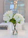 13" REAL TOUCH Flower Arrangement White Hydrangea-Real Touch Hydrangeas Arrangement-White Centerpiece -Real Touch Centerpiece-Faux hydrangea - Flovery