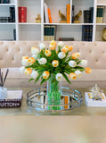 24" Large Tulip Centerpiece-Flower Arrangement Home Decor-White/Peach Large Tulip Arrangement in Vase-Dining Table Centerpiece Home Decor - Flovery