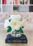 Real Touch Large White Peony Arrangement in Cylinder Vase