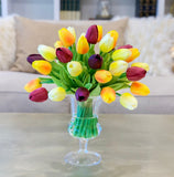 Tulips Real Touch Centerpiece for Dining Table-Tulip Arrangement- Faux Arrangement-Tulip Real Touch Arrangement - Flovery