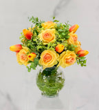 Real Touch Centerpiece-Faux Floral Arrangement- Yellow Centerpiece-Silk Flowers Arrangement-True Touch Rose Arrangements - Flovery