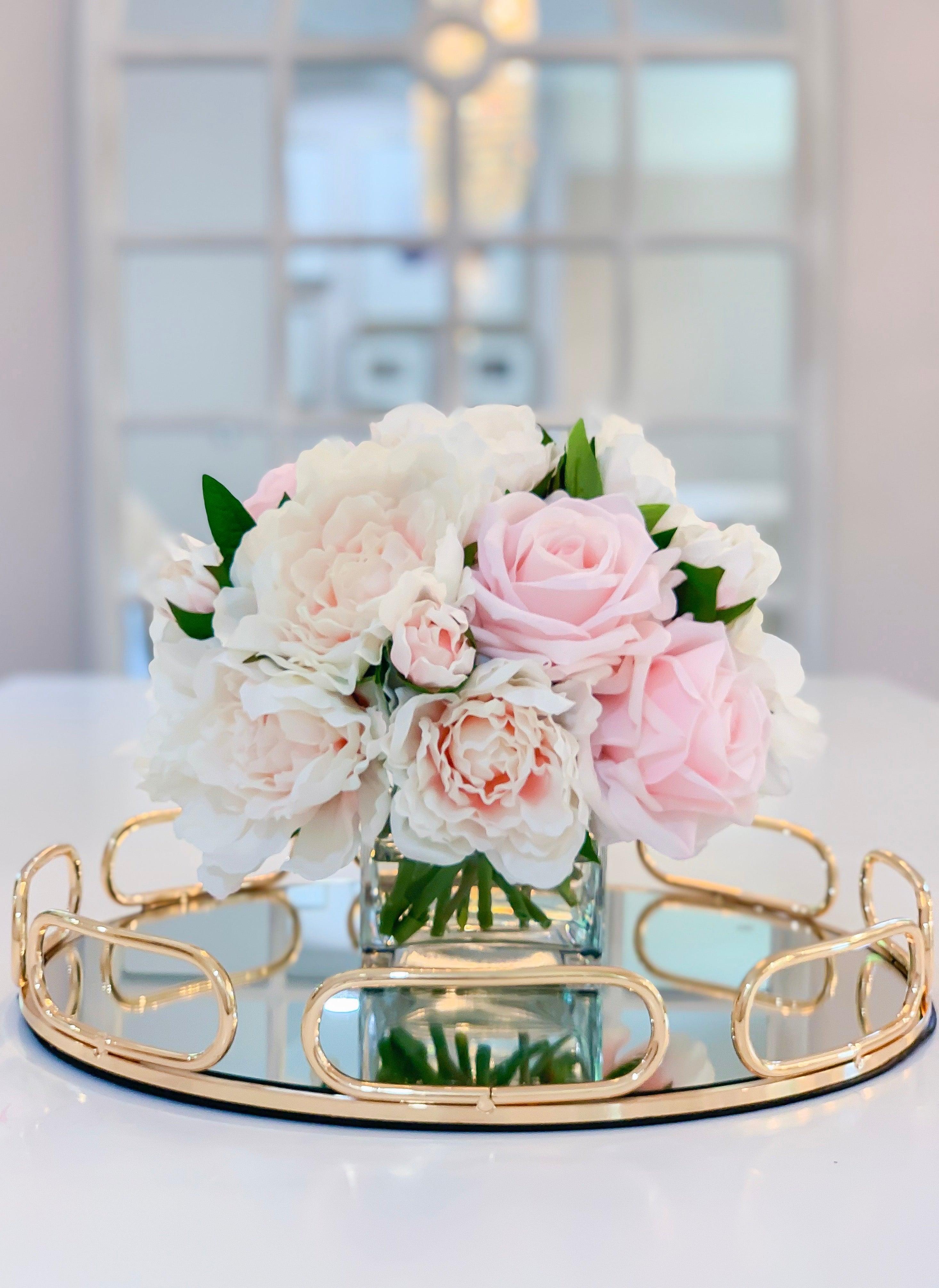 REAL TOUCH Pink/Pastel Peony Arrangement-Real Touch Flower Arrangement-Large Peony Centerpiece-Peony Arrangement-Faux/Rose Arrangement - Flovery