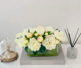 White Peony-Peonies-Finest Silk Flower Arrangement-Peony Arrangement-White Luxury Silk Peony-Artificial Arrangement-Home Decor-Faux Flowers - Flovery