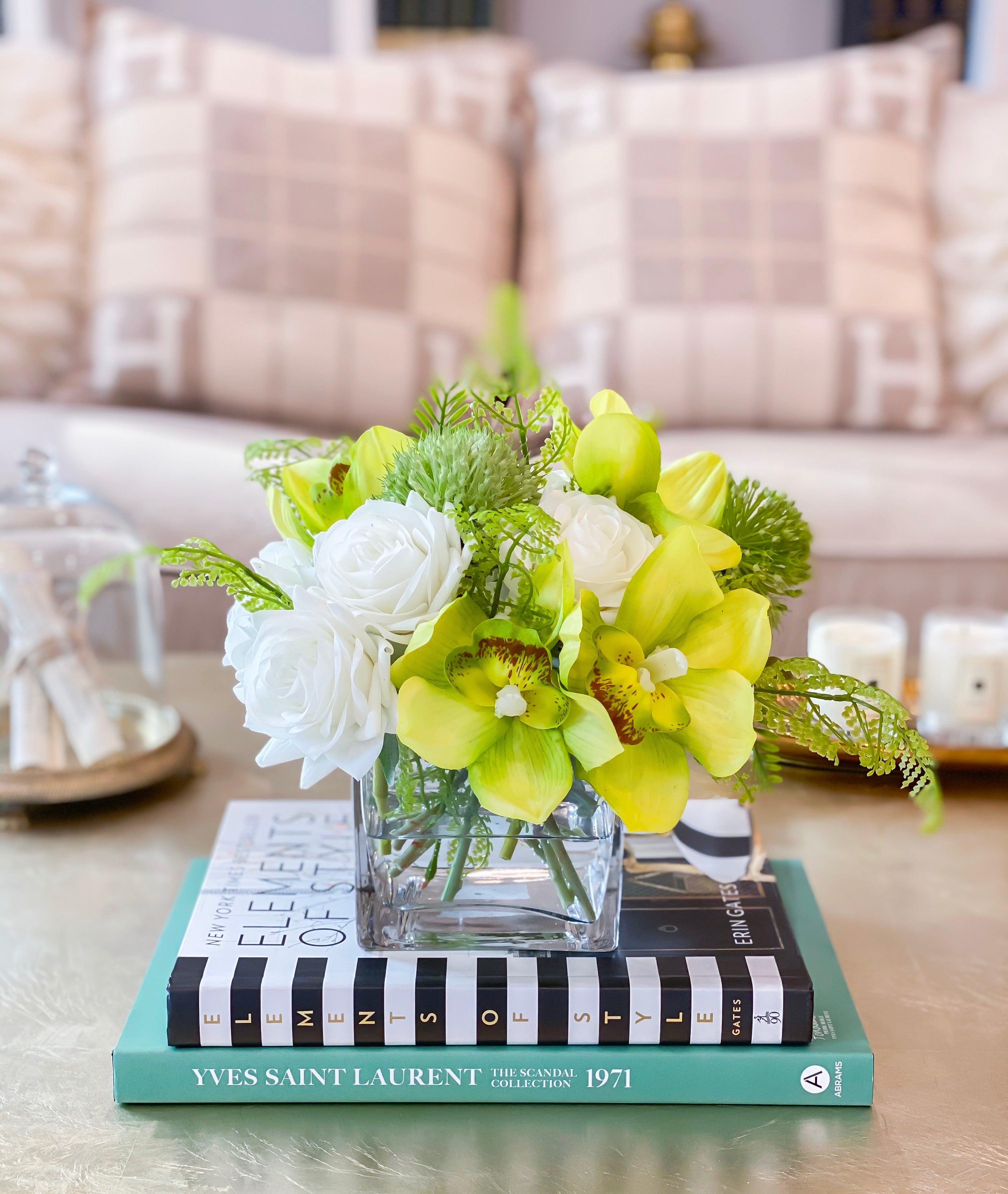 Real Touch Centerpiece-Rose Real Touch Flower Arrangement- Table Centerpiece-Orchid Floral Arrangement-Rose Arrangement-Green arrangement - Flovery