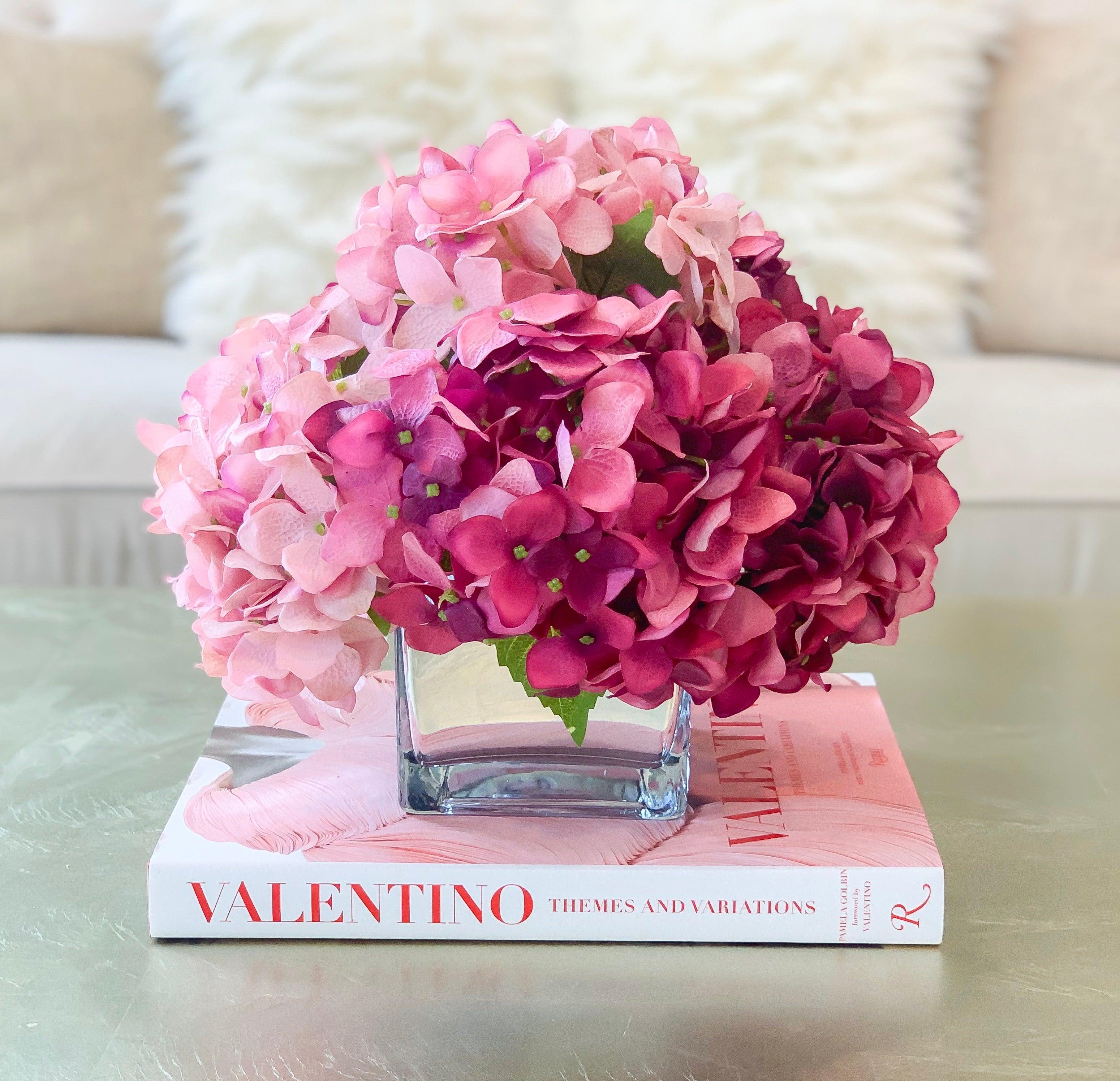 REAL TOUCH Hydrangea-Real Touch Pink Hydrangeas Arrangement-Dark Pink Hydrangea Arrangement-Faux Hydrangea Centerpiece- Flower Arrangement - Flovery