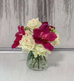 Real Touch Rose Mixed Orchid Arrangement - Flovery