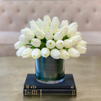 Faux Real Touch Tulips Centerpiece-Dining-Natural Touch Tulip-White Tulip-Silk Flower Arrangements-Soft Touch Flowers - Flovery