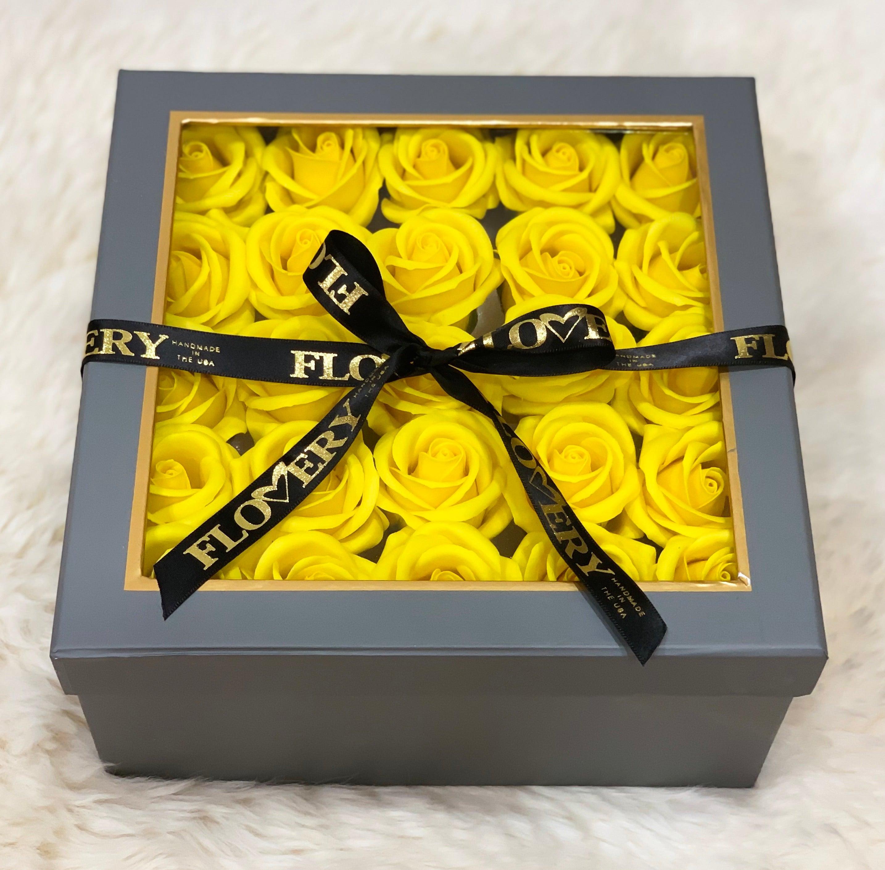 Premium Scented Soap Yellow Rose In Grey Square Box Secondary image