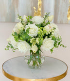 Real Touch Centerpiece-Faux Floral Arrangement-White Centerpiece-Silk Flowers Arrangement-True Touch Rose Arrangements - Flovery
