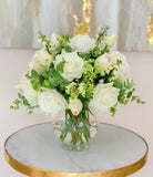 Real Touch Centerpiece-Faux Floral Arrangement-White Centerpiece-Silk Flowers Arrangement-True Touch Rose Arrangements - Flovery