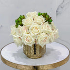 Real Touch Mixed Rose Centerpiece Gold - Flovery