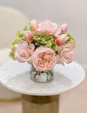 Pink Centerpiece-Rose Real Touch Flower Arrangement-Peonies Flower Arrangement-Pink Real Touch Roses-Pink Real Touch Peony - Flovery