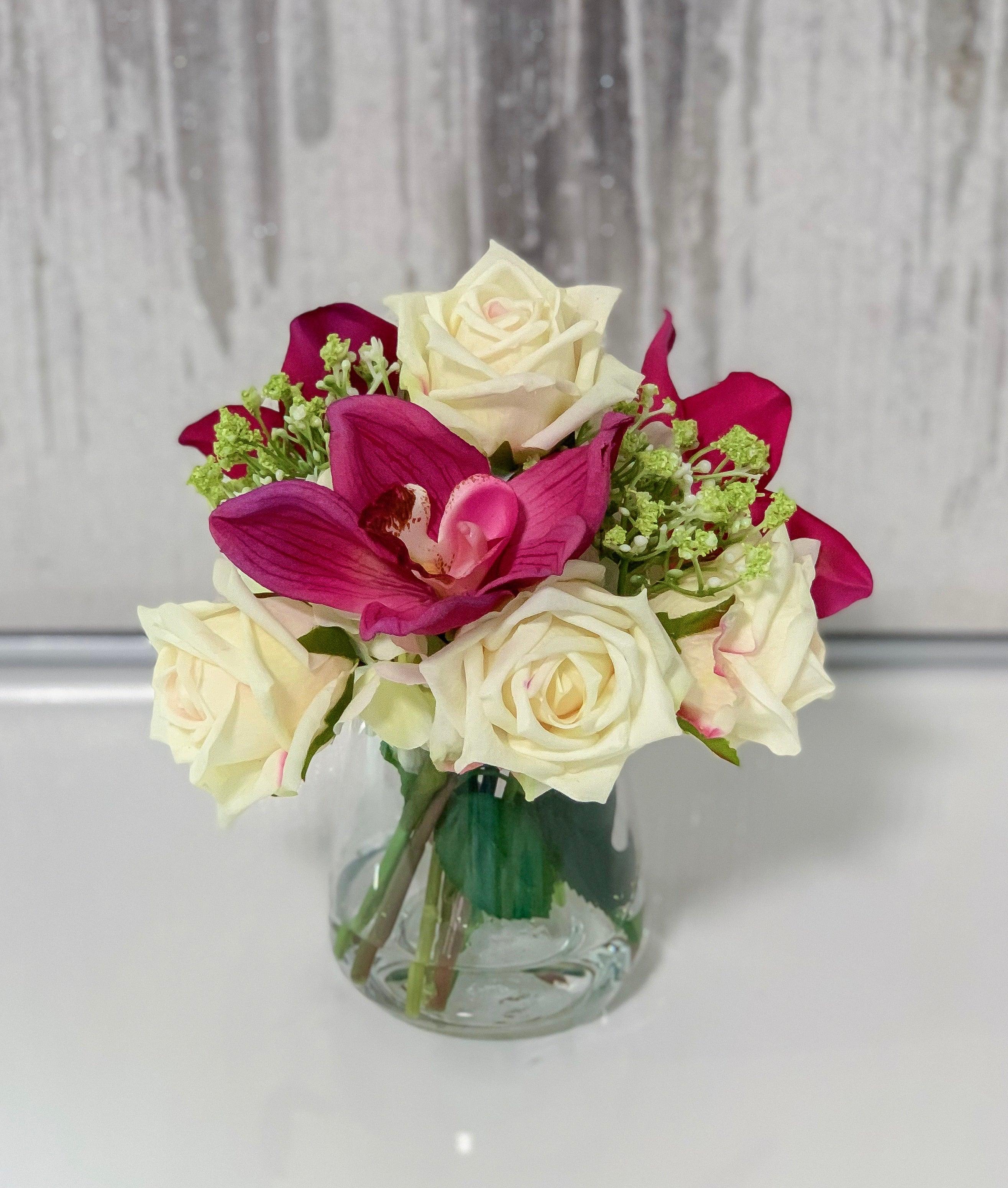 Real Touch Rose Mixed Orchid Arrangement Secondary image