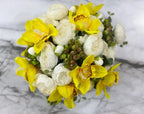 Pink Silk Orchid Peony Arrangement - Flovery