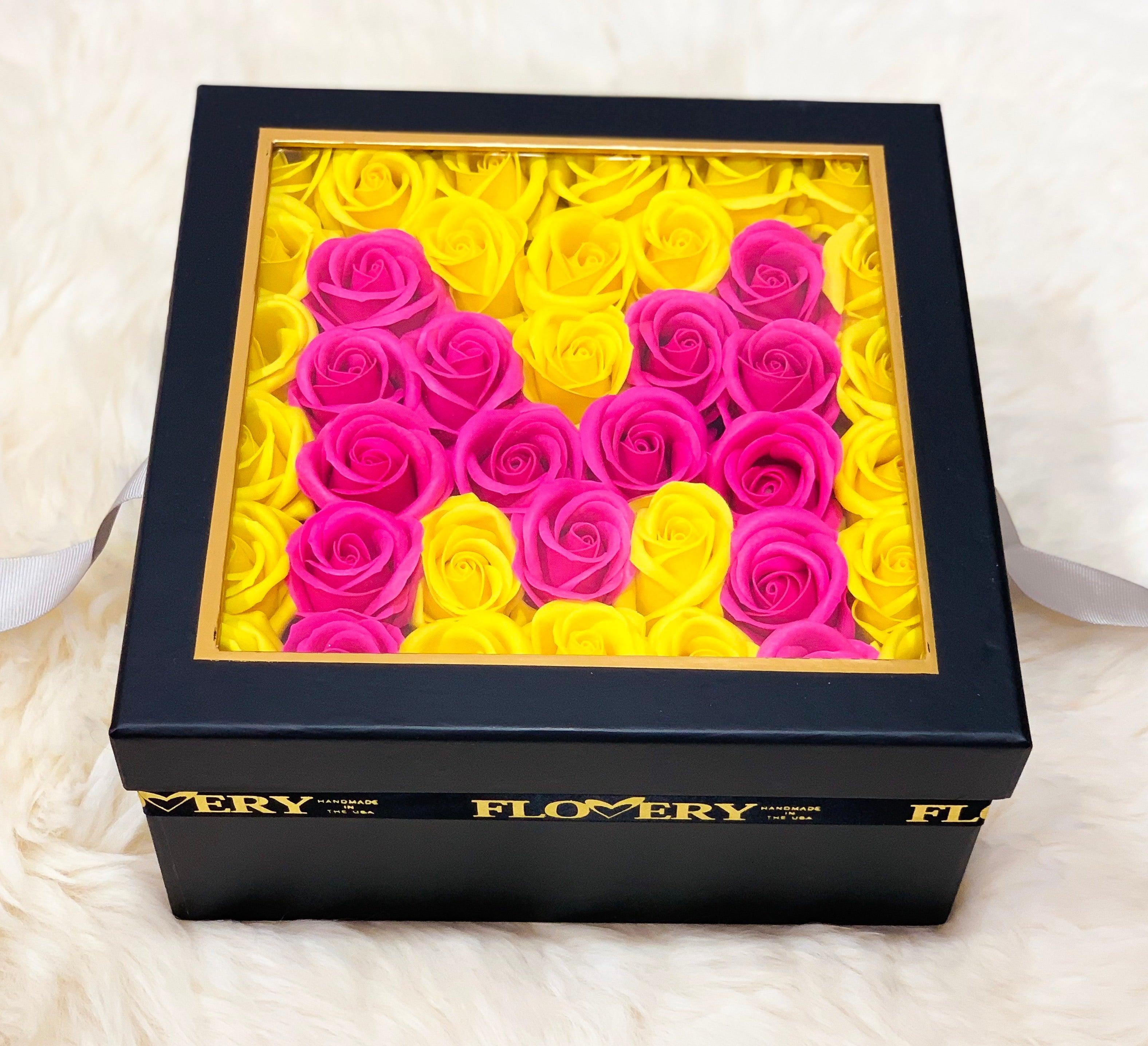 Medium Box Personalized Letter Premium Scented Soap Roses - Flovery Main image