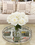 Tall Silk Flower Arrangement-Real Touch Cream Rose Centerpieces-Floral Arrangement-Faux Rose Centerpiece-Table Arrangement-Tall Arrangement - Flovery