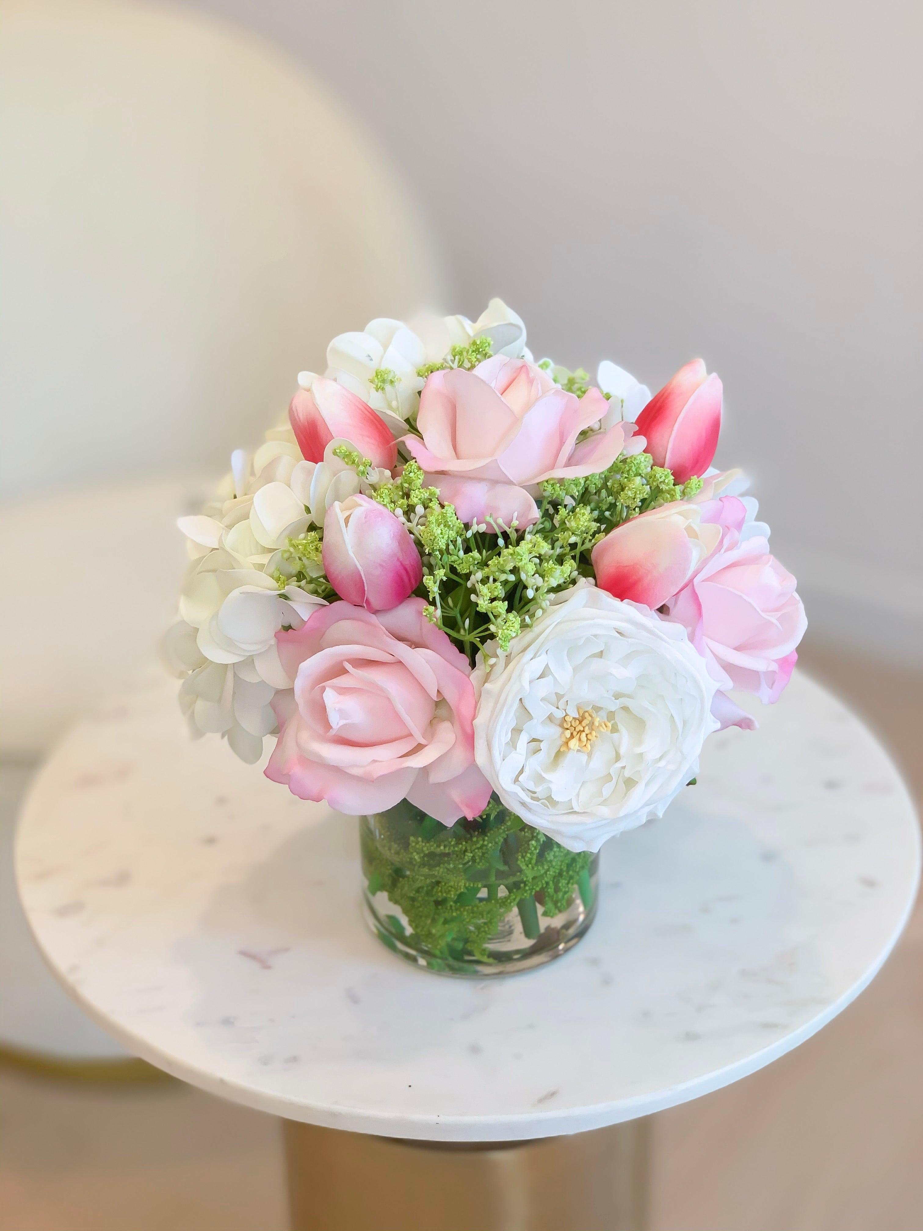 Pink Centerpiece Real Touch Peonies Roses Tulips Secondary image