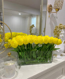 21-in Modern Real Touch Faux Tulips Arrangement in Long Vase - Flovery