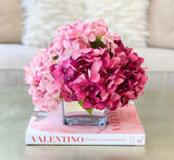 REAL TOUCH Hydrangea-Real Touch Pink Hydrangeas Arrangement-Dark Pink Hydrangea Arrangement-Faux Hydrangea Centerpiece- Flower Arrangement - Flovery