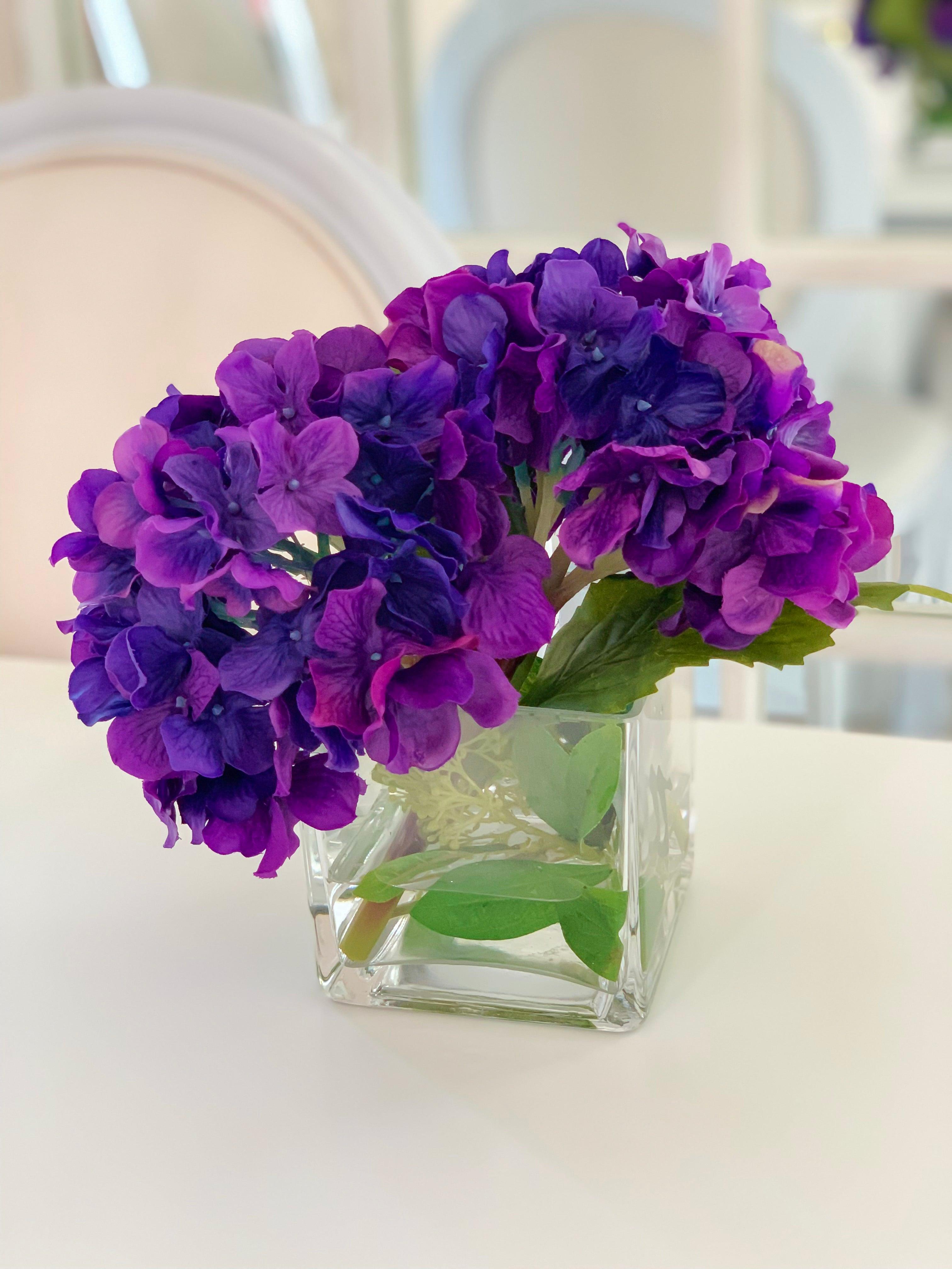 Everlasting Real Touch Purple Hydrangea  Arrangement - Flovery