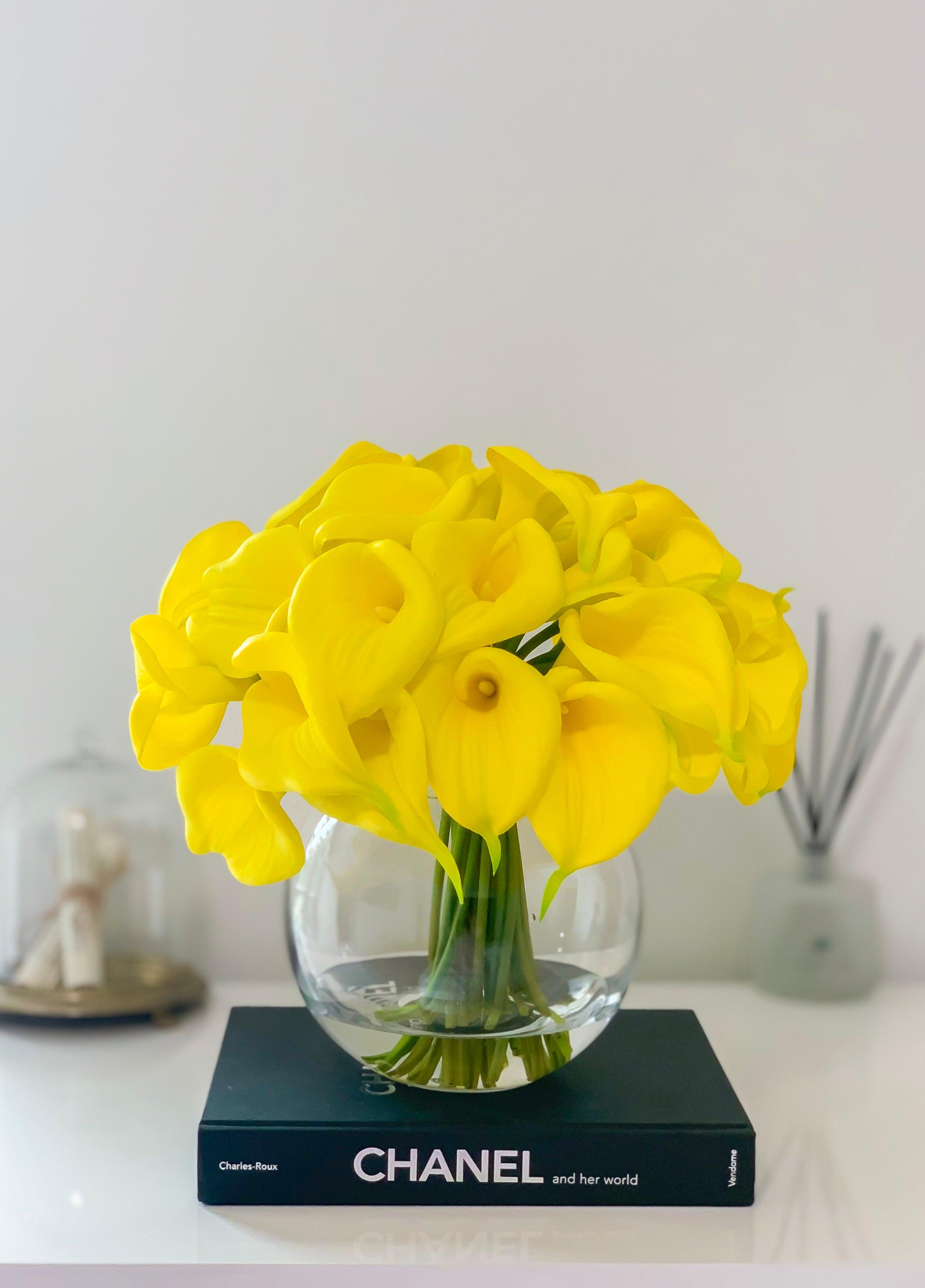 Large Yellow Calla Lily Real Touch Arrangement-Calla Lily/Lilies-Real Touch Flowers-Floral Arrangement-Faux Calla Lily-Yellow Centerpieces - Flovery
