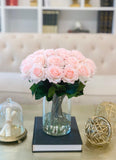 14" Large Size Blush White Rose Real Touch Arrangement-Roses Centerpieces-Floral Arrangement-Faux Rose Centerpiece-Artificial Roses - Flovery