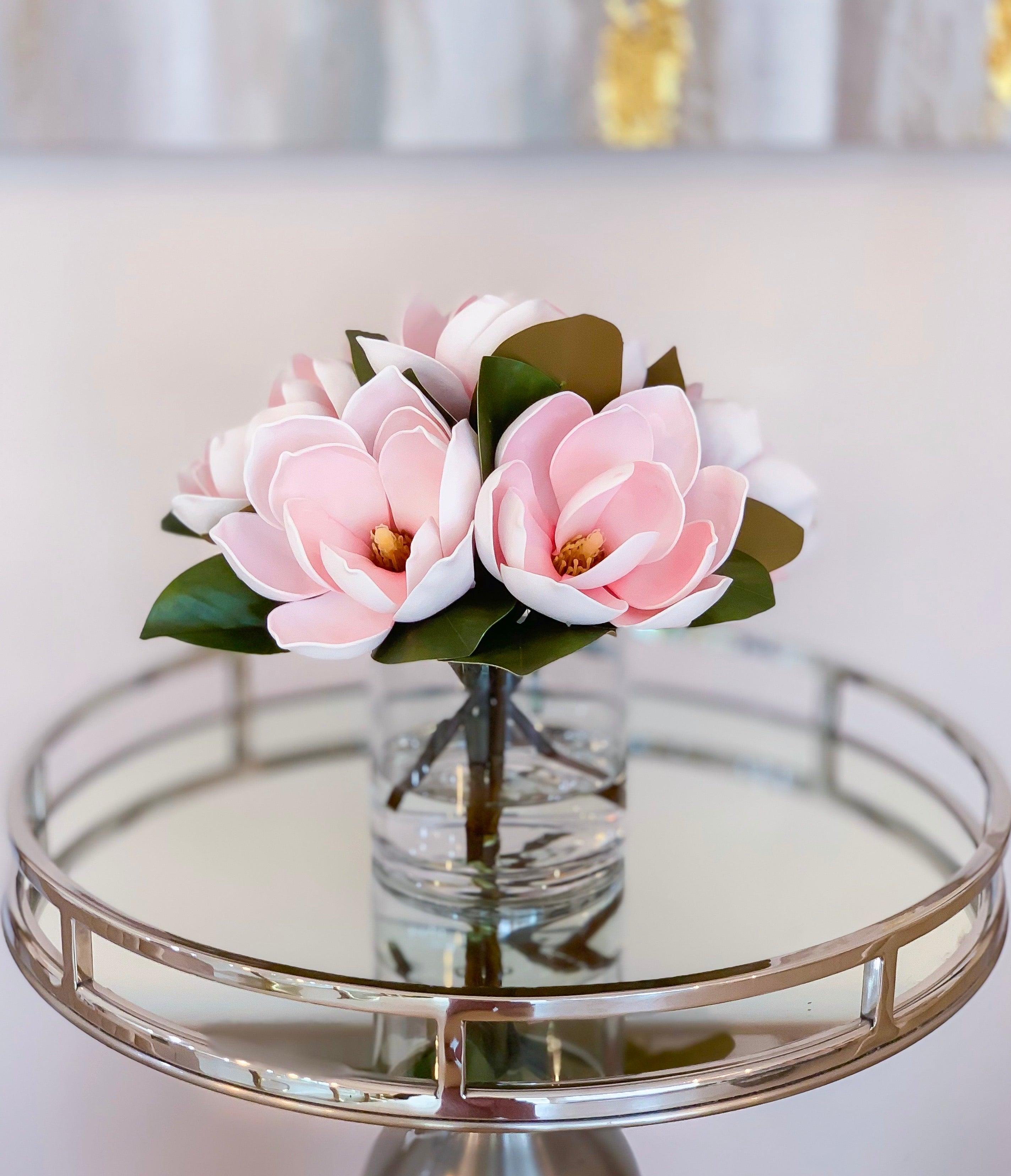 Artificial Flowers in Vase-Real Touch Magnolia Flower Arrangement-Floral Arrangement Magnolia-Magnolia Centerpiece Home Decor - Flovery Main image