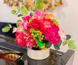 Endless Love Flovery’s Design Real Touch Flowers In White Gold Vase - Flovery