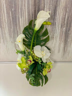 Contemporary Design Arrangement White Real Touch Calla Lily Mixed Orchid - Flovery