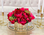 Magnolia Centerpiece in Cylinder Gold Vase - Flovery
