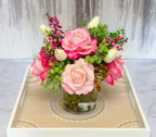 Real Touch Flowers Centerpiece - Real Touch Roses-Faux Floral Arrangement-Silk Flowers Arrangement - Silk Flowers - Flovery
