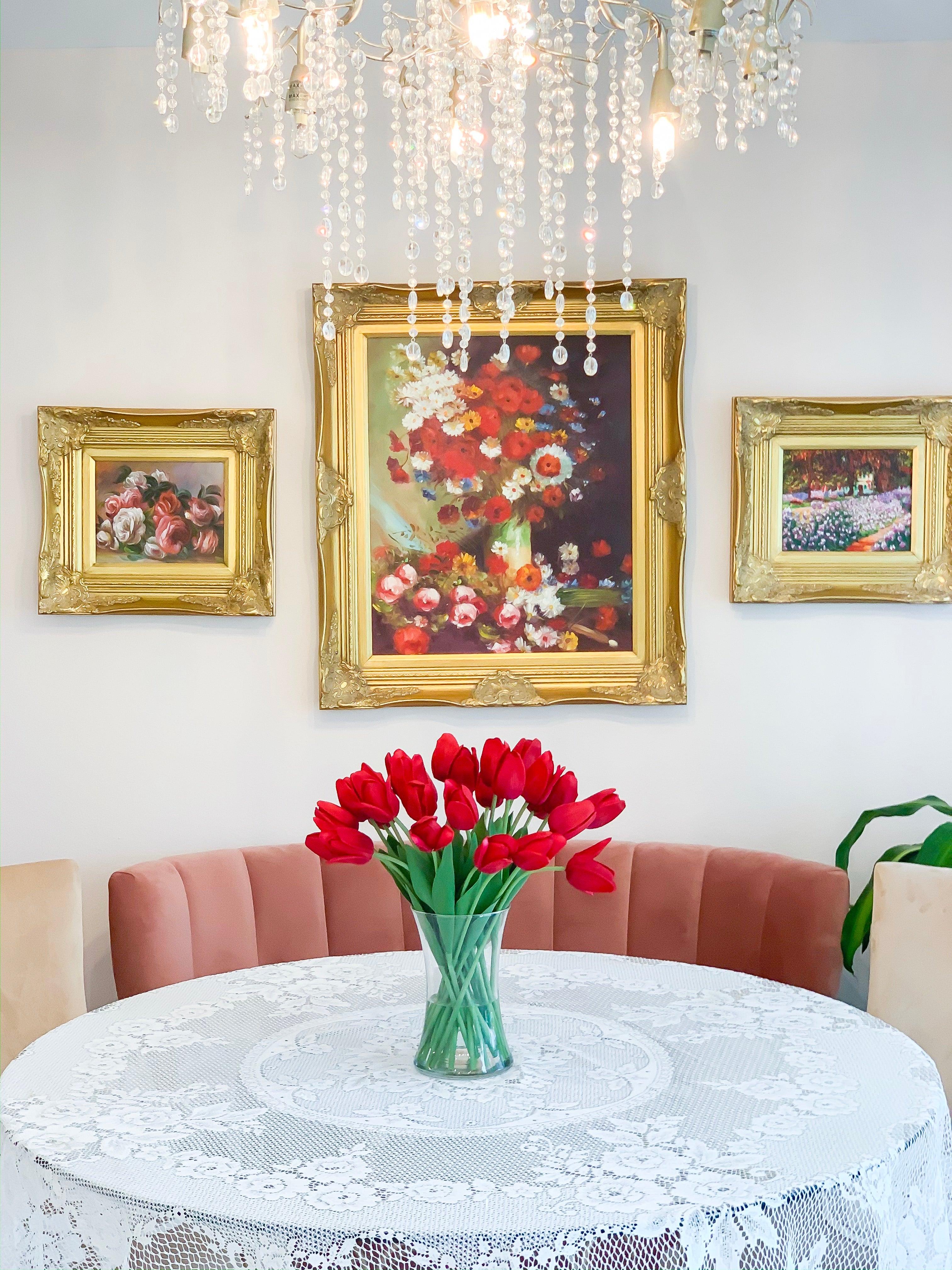 Large Real Touch Tulip Arrangement-Red Tulips Centerpiece-Faux Flower-Silk FlowerCenterpieces Artificial Arrangements - Flovery