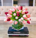 Faux Real Touch Tulips Centerpiece for Dining Table  Pink Tulip Artificial Arrangement - Flovery