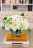 Large Real Touch Centerpiece-White Real Touch Roses-Peonies Arrangement Dining Room-White Real Touch Floral Arrangement-Faux Peony/Roses - Flovery