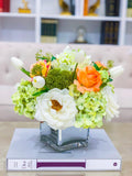 Large Real Touch Roses Tulip Silk Hydrangea Square Arrangement - Flovery