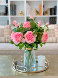 Large Real Touch Pink White English Roses Centerpiece - Flovery