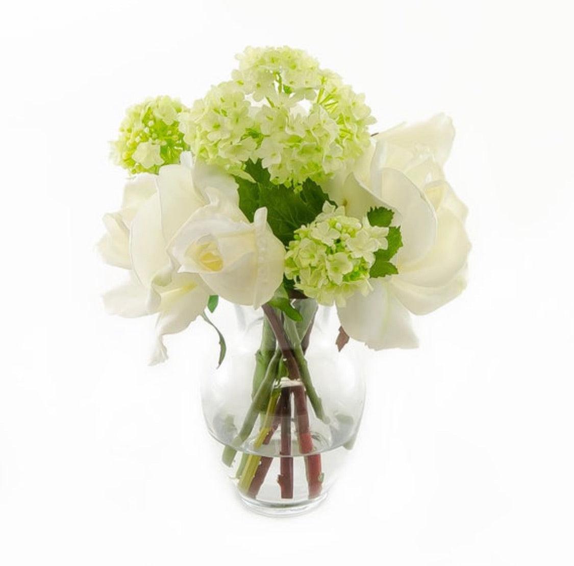 Real Touch Roses Hydrangeas Petite Arrangement - Flovery