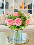 Large Real Touch Pink White English Roses Centerpiece - Flovery