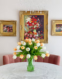 24-in Large Faux Tulip Centerpiece in Glass Vase
