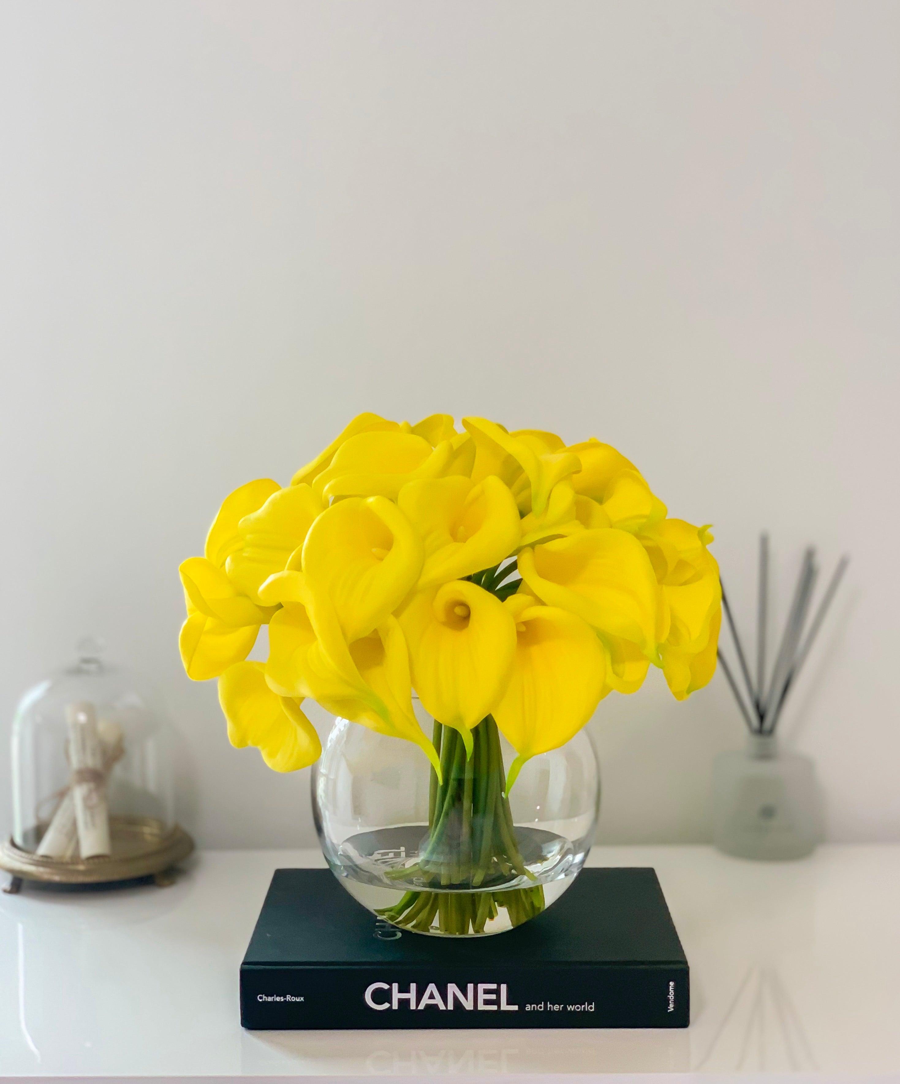Large Yellow Calla Lily Real Touch Arrangement Secondary image