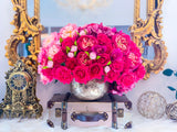 Large Real Touch Rose Orchid Hydrangea Centerpiece Gold - Flovery