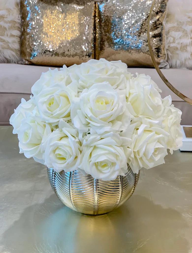 Real Touch White Rose Gold Arrangement - Flovery Main image