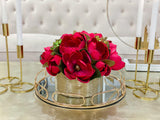 Magnolia Centerpiece in Cylinder Gold Vase - Flovery