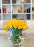 Large Yellow Real Touch Tulip Arrangement-Tulip Real Touch Flower Arrangement-Tulip Centerpiece-Faux Tulip Centerpiece- Yellow Flower Center - Flovery