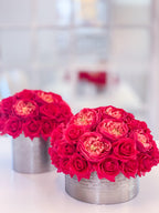 Set of 2 Luxury Real Touch Rose Arrangement in Metal Container-Real Touch Centerpiece-Artificial Flowers Arrangement-Faux Arrangement - Flovery