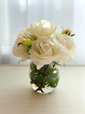 White Real Touch Roses Buds Arrangement - Flovery